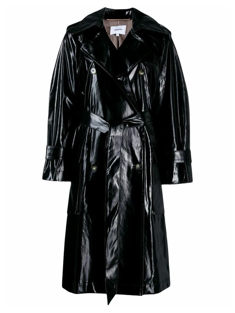Nanushka Ambar vinyl trench coat - Black