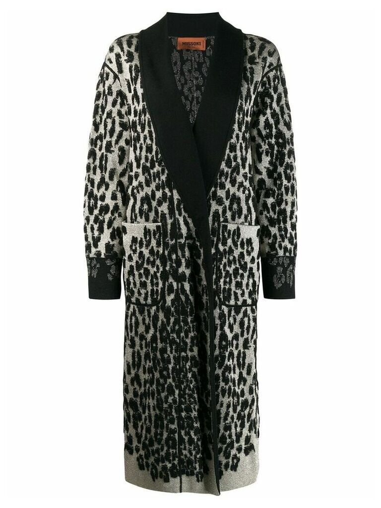 Missoni leopard print knitted coat - Black