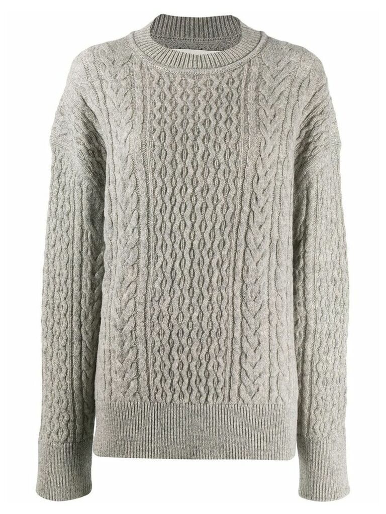 Jil Sander crew neck cable knit sweater - Grey