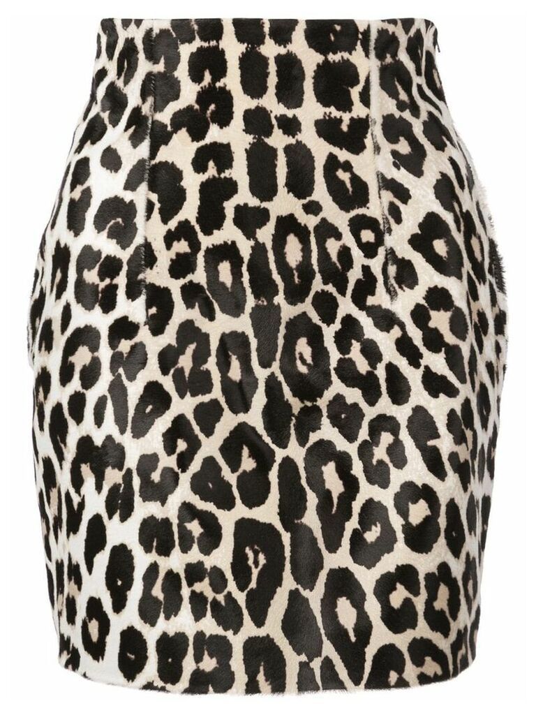 16Arlington leopard print leather skirt - Brown