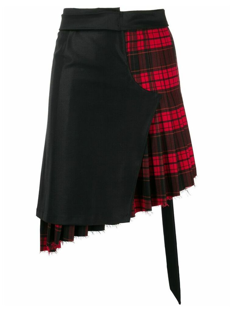 UNRAVEL PROJECT deconstructed tartan skirt - Black