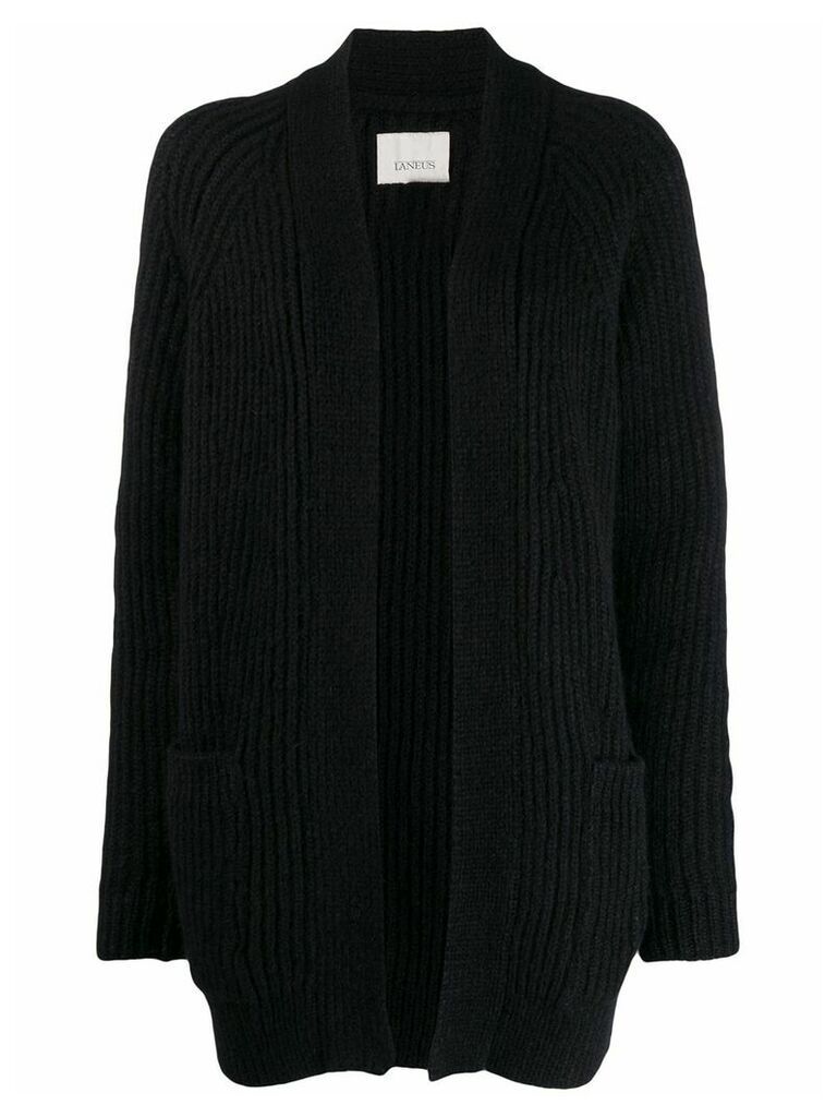 Laneus ribbed knit cardi-coat - Black