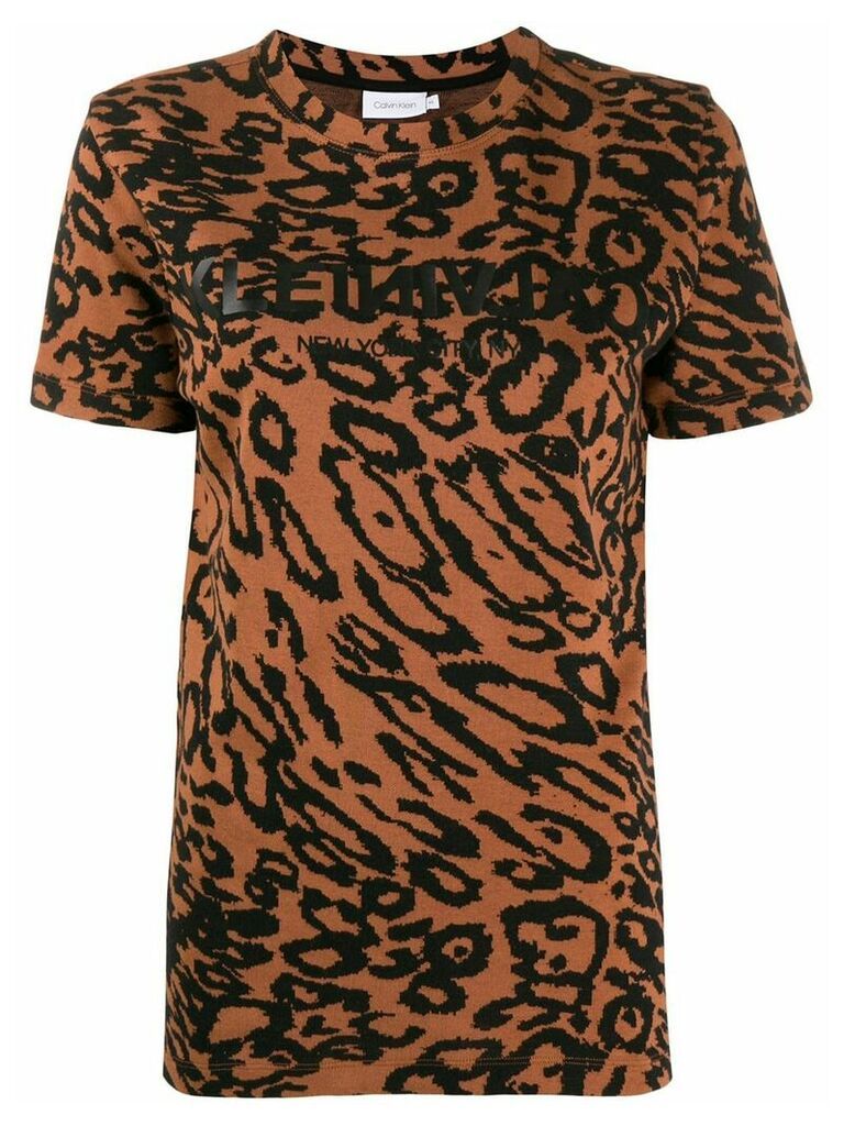 Calvin Klein leopard piqué T-shirt - Brown