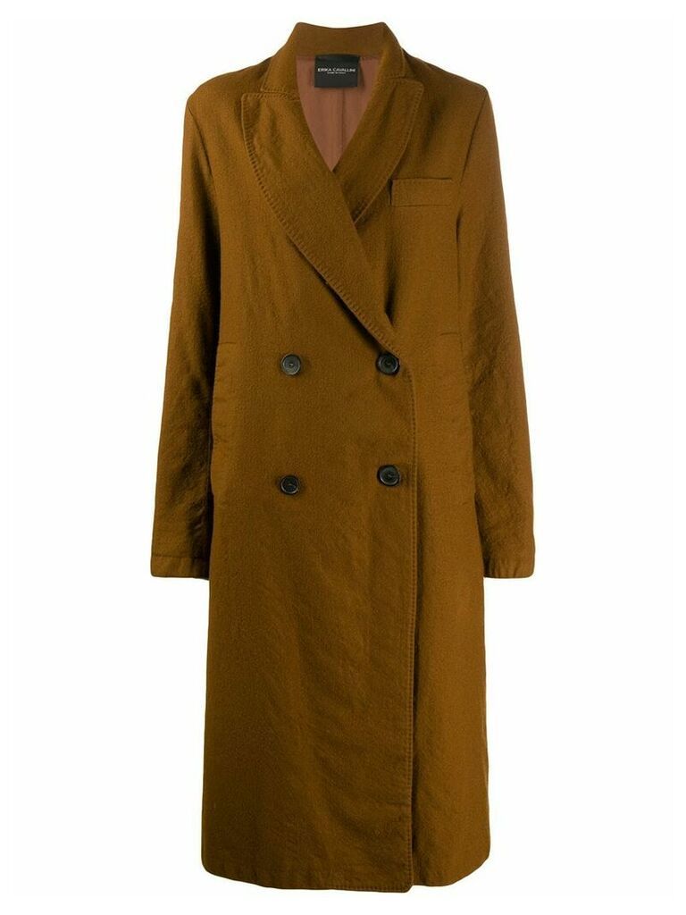 Erika Cavallini long double breasted coat - Brown