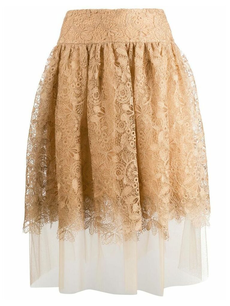 Ermanno Scervino high waisted lace skirt - NEUTRALS