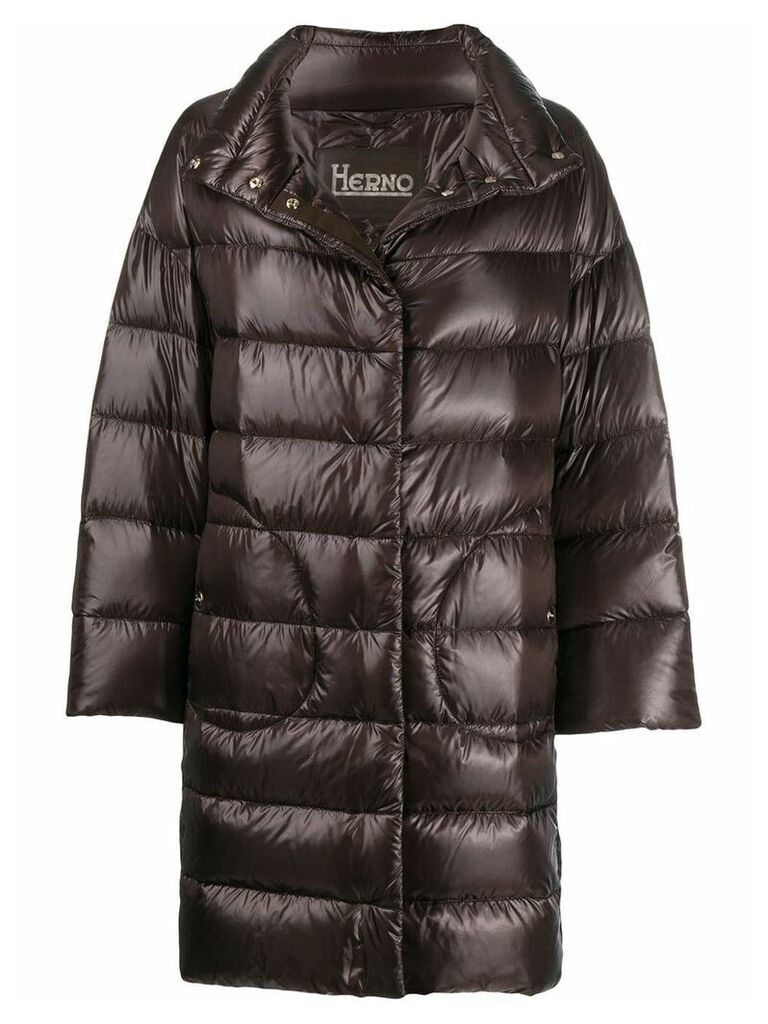 Herno quilted high neck coat - Brown