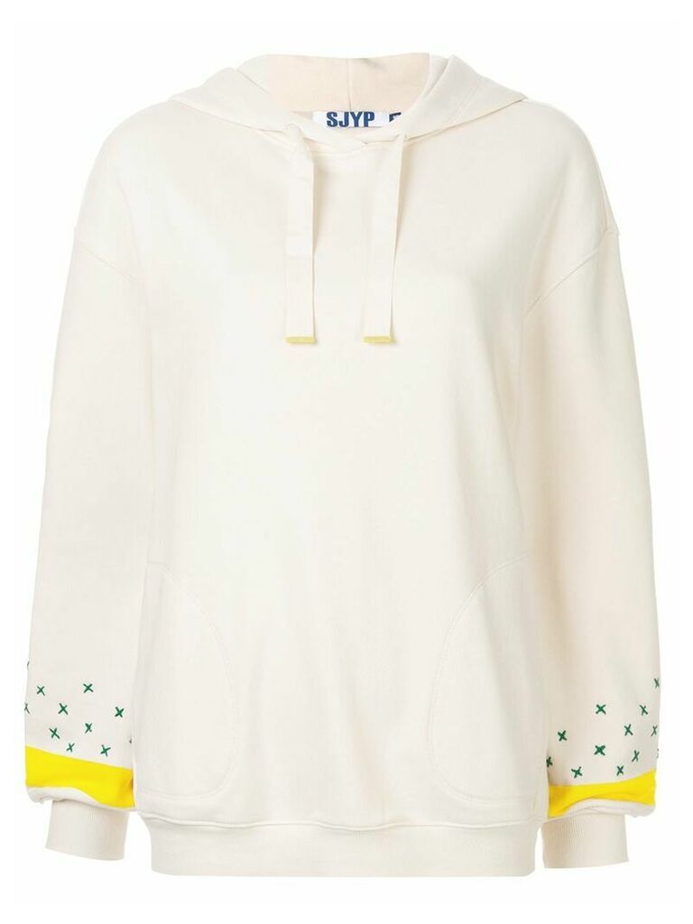 SJYP embroidered sleeve hoodie - White