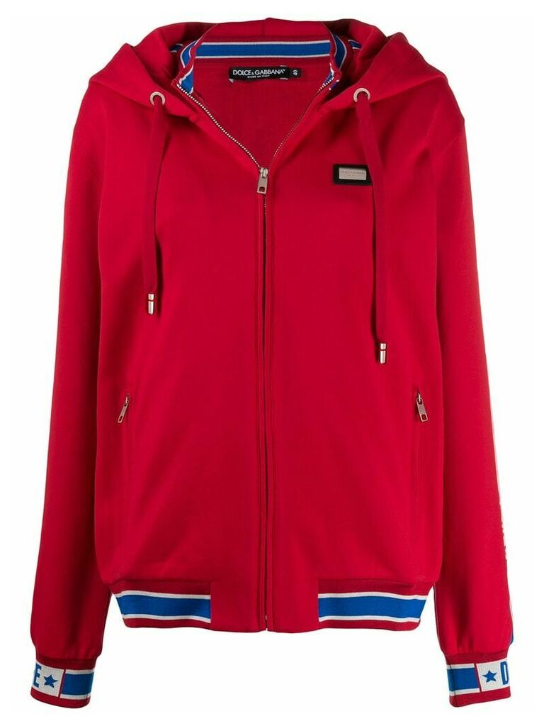 Dolce & Gabbana logo appliqué zipped hoodie - Red