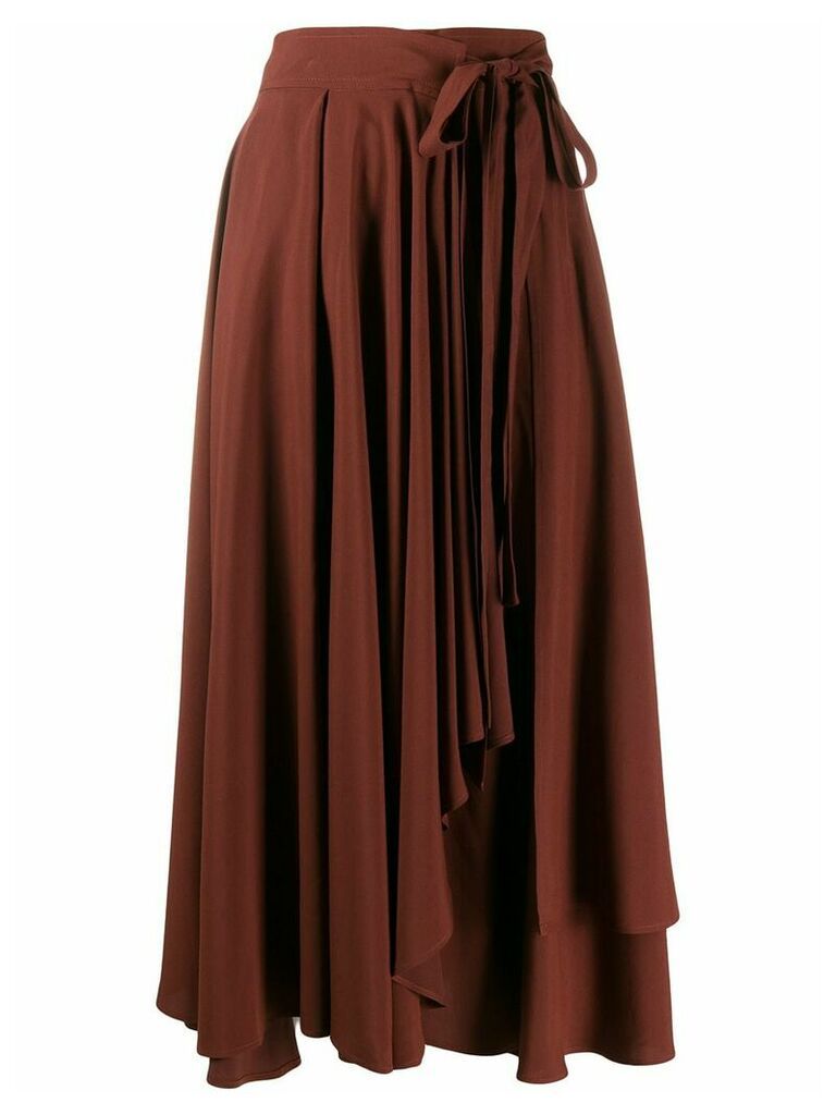 Alysi asymmetric wrap midi skirt - Brown