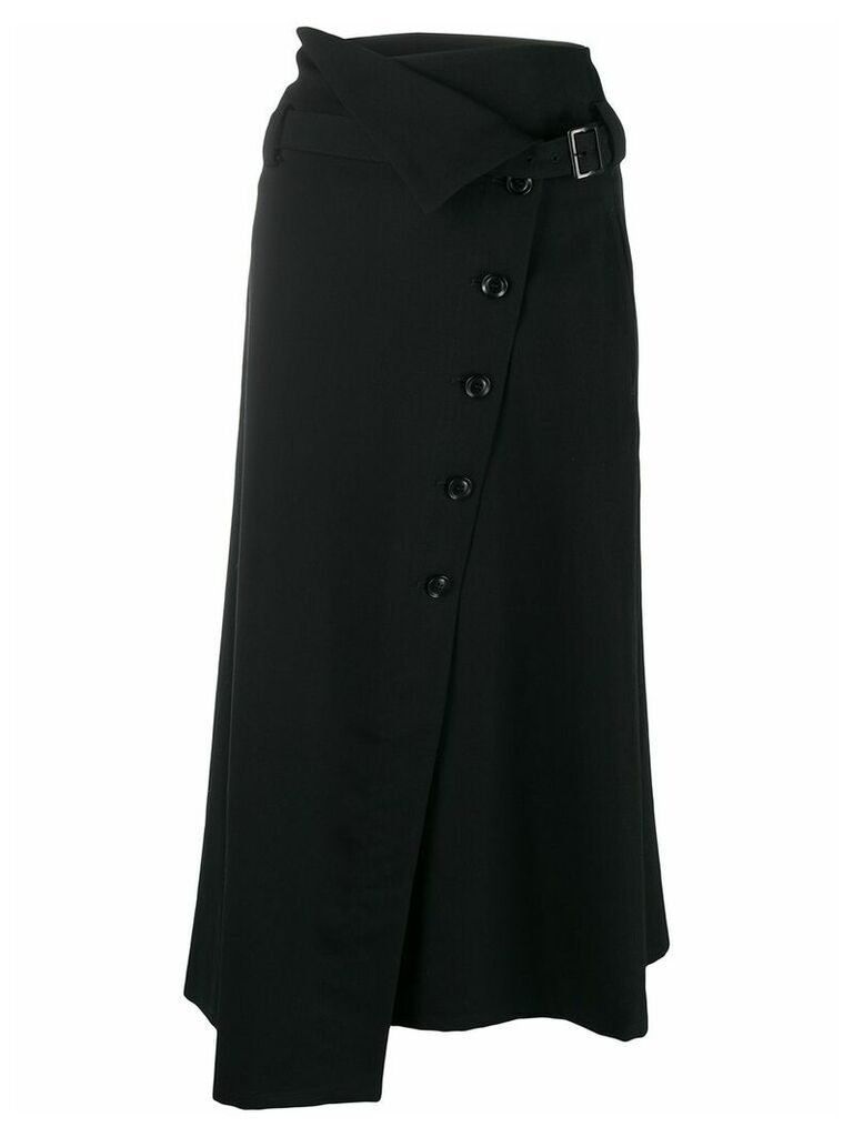 Y's off-centre button skirt - Black