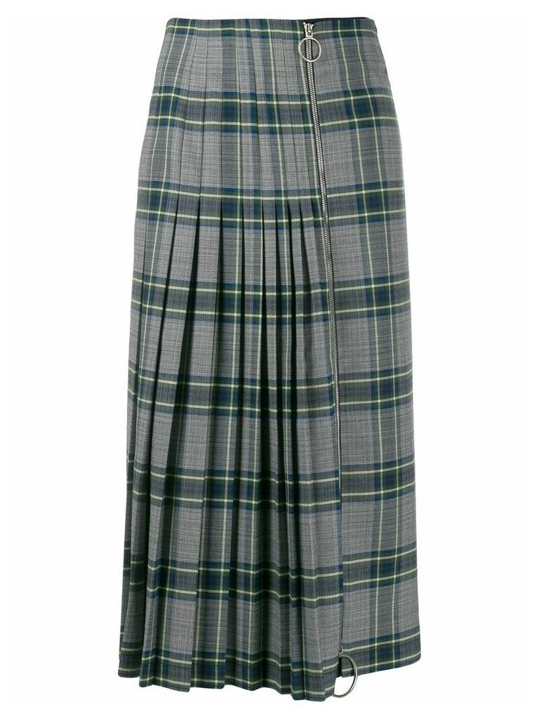 Cédric Charlier pleated plaid skirt - Grey