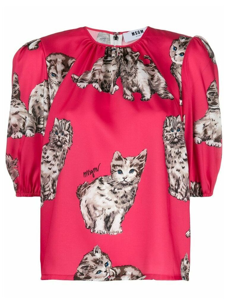 MSGM Pussycat print blouse - Red