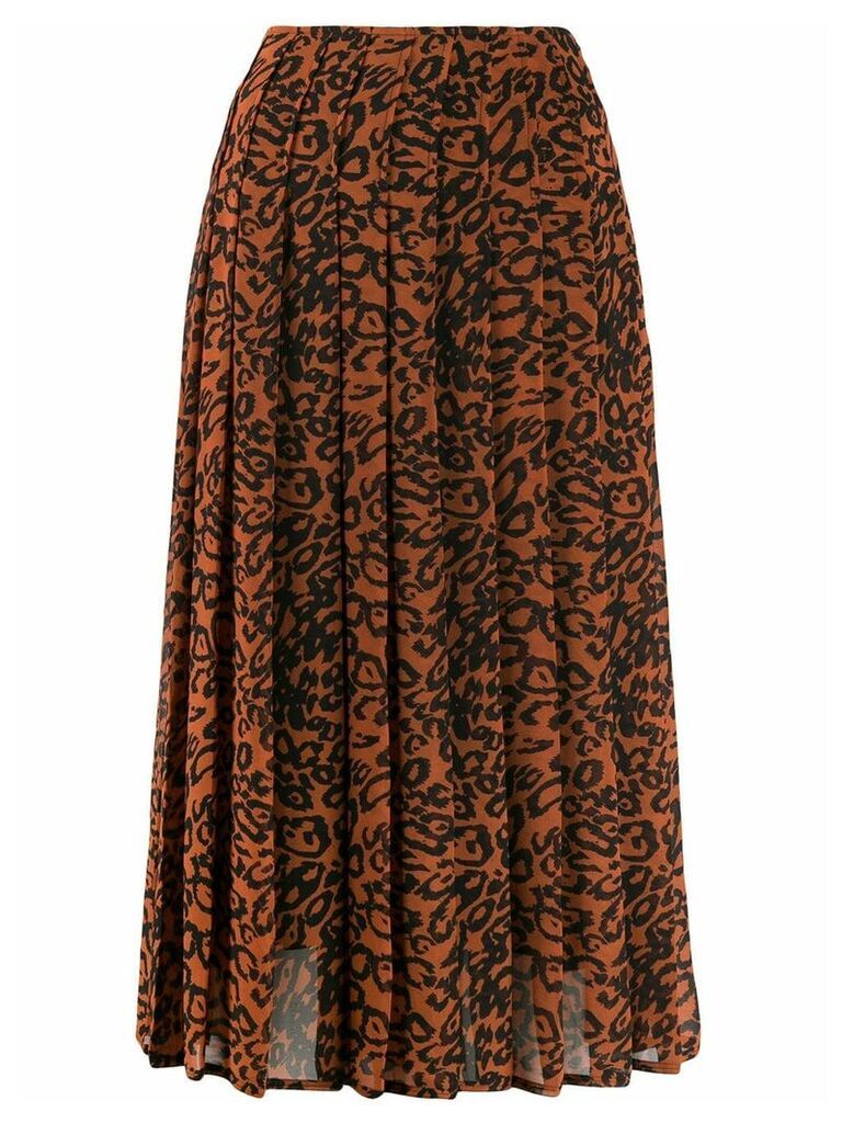 Calvin Klein leopard print pleated skirt - Brown