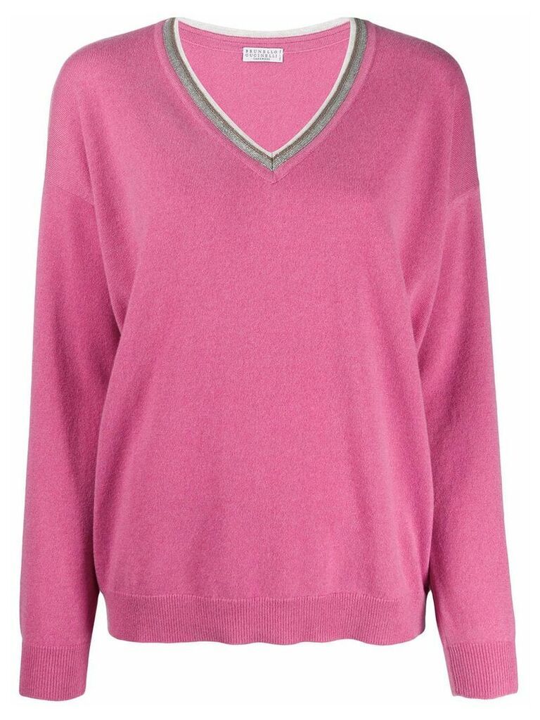 Brunello Cucinelli cashmere V-neck pullover - Pink