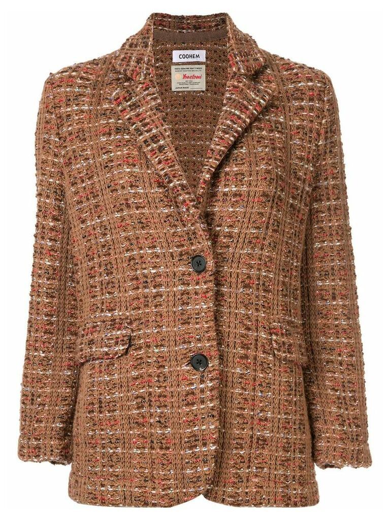 Coohem tweed blazer jacket - Brown