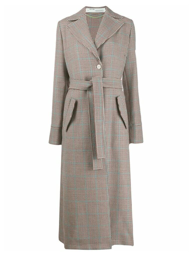 Off-White checked oversized belted coat - NEUTRALS