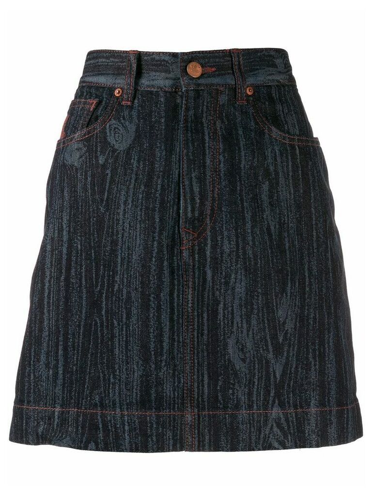 Vivienne Westwood Anglomania wood effect denim skirt - Blue
