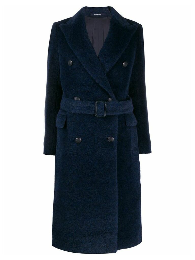 Tagliatore double-breasted belted coat - Blue