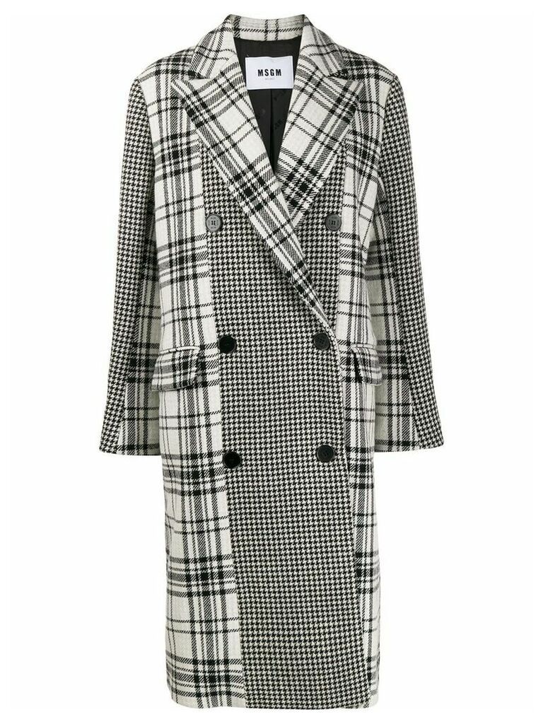 MSGM check and houndstooth peacoat - Black