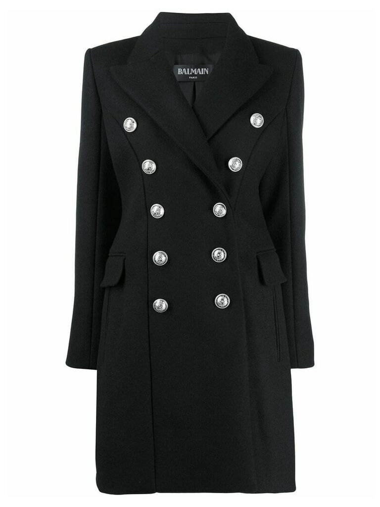 Balmain Double-breasted wool coat - Black