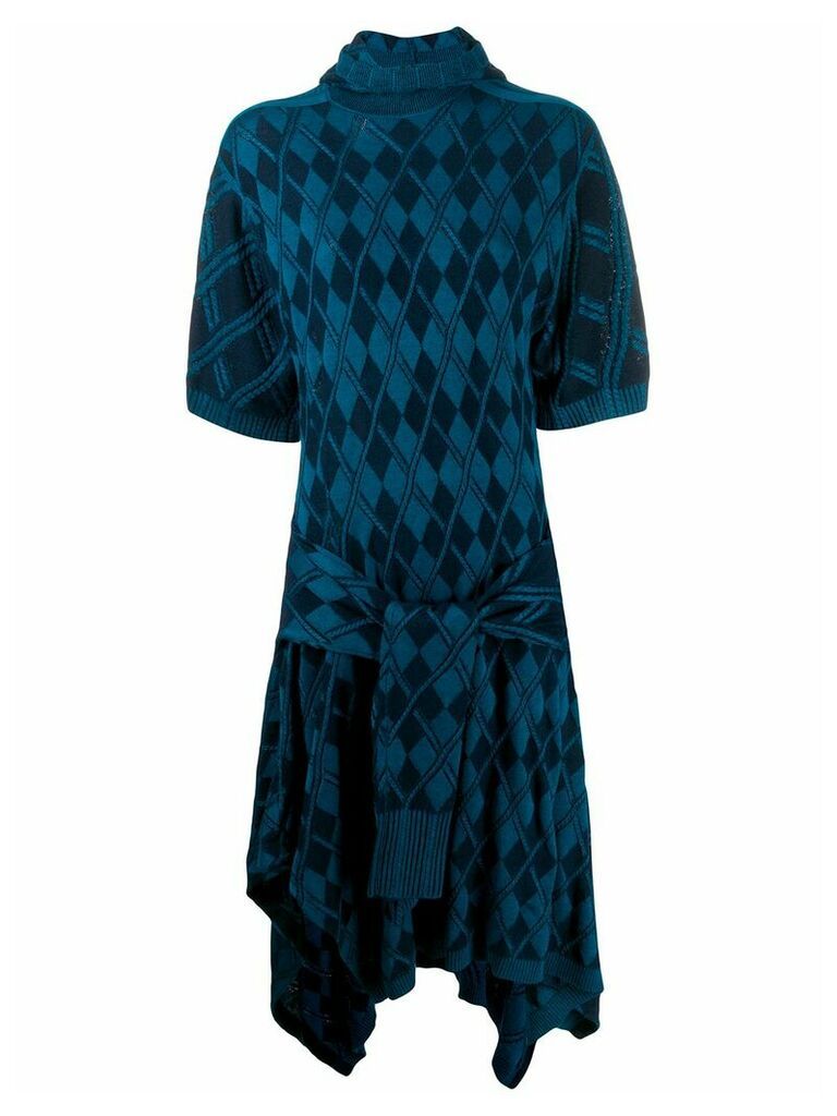 Chloé argyle asymmetric knitted dress - Blue