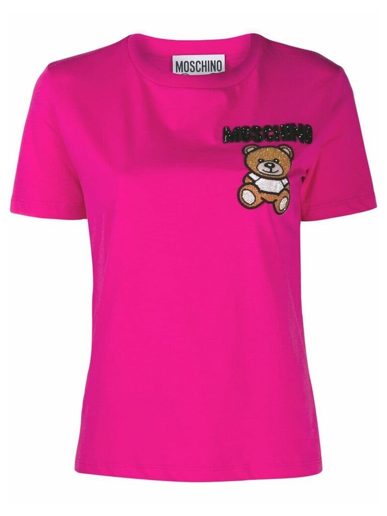 Moschino beaded teddy bear T-shirt - PINK