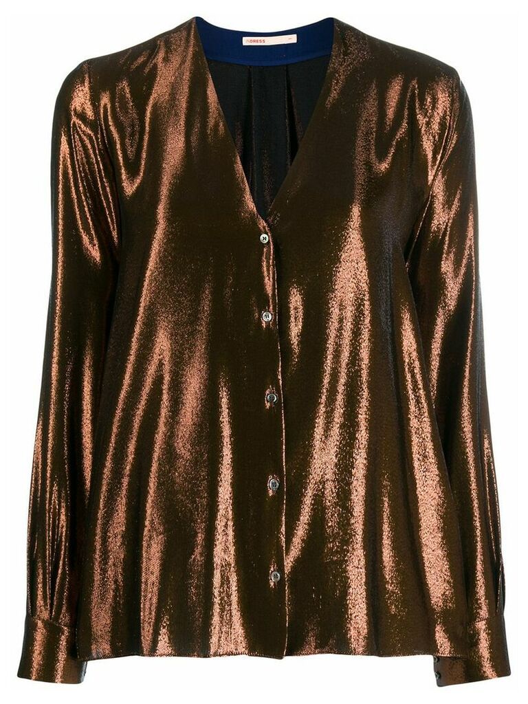Indress V-neck long sleeve blouse - Brown