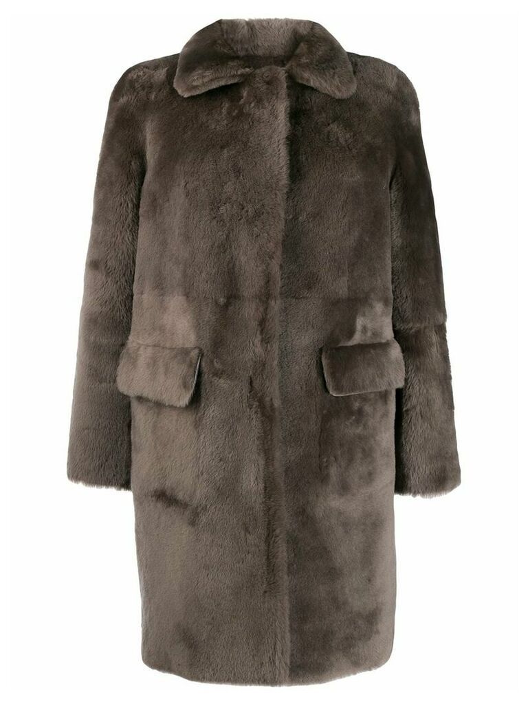 Desa 1972 button-up shearling coat - Grey