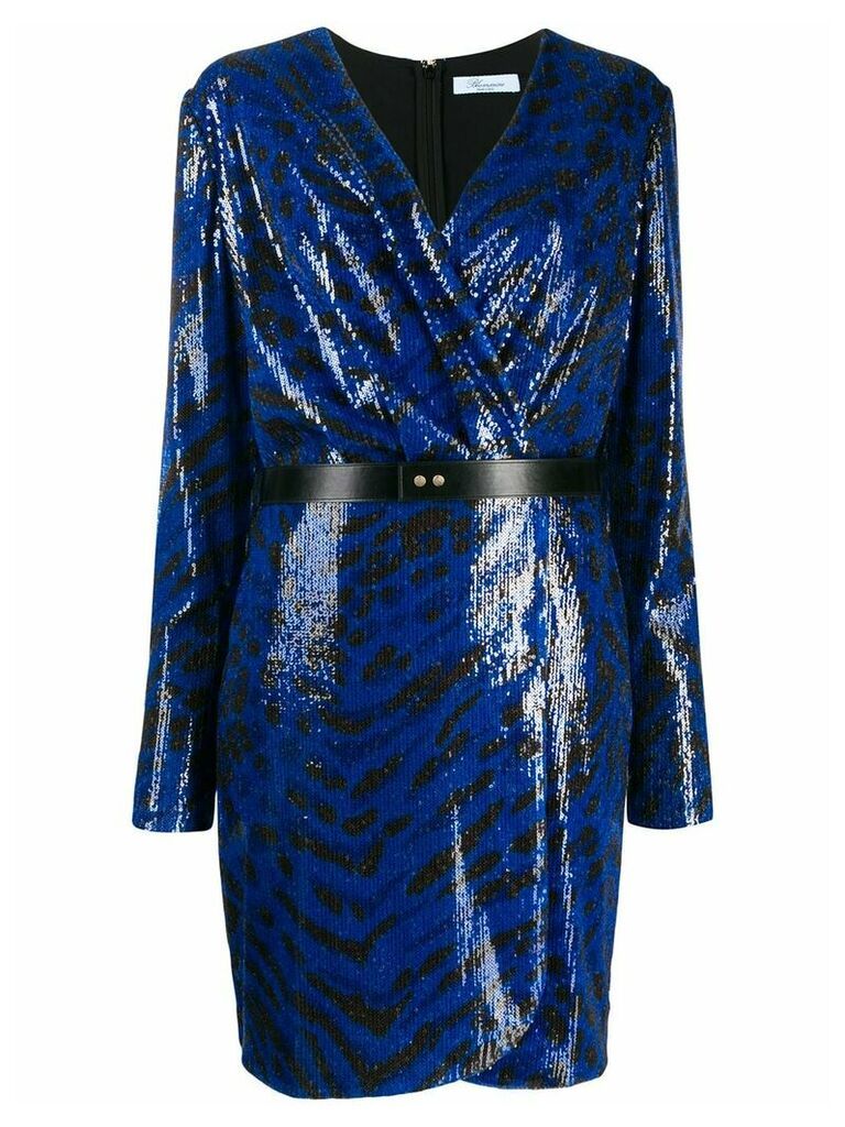 Blumarine sequinned wrap dress - Blue