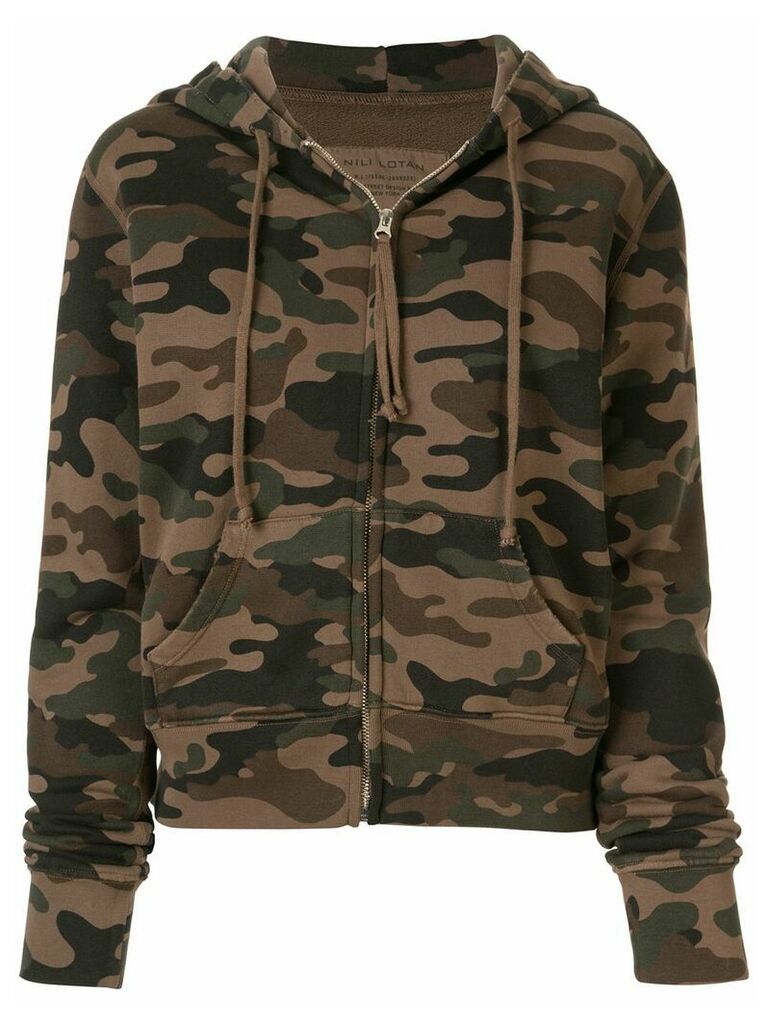 Nili Lotan camouflage print zipped hoodie - Green