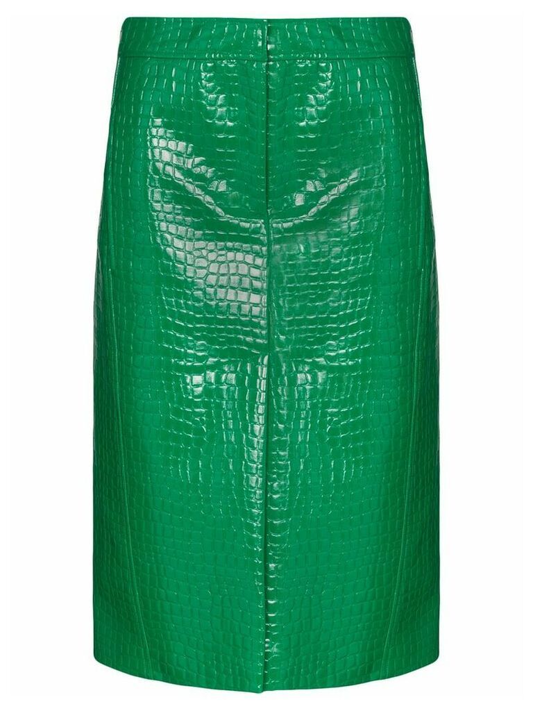 Tibi high waist crocodile-effect skirt - Green
