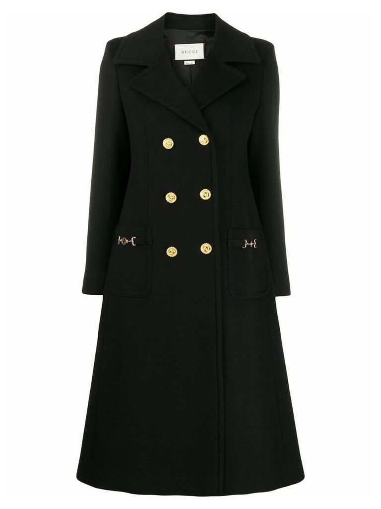 Gucci miltary GG wool coat - Black