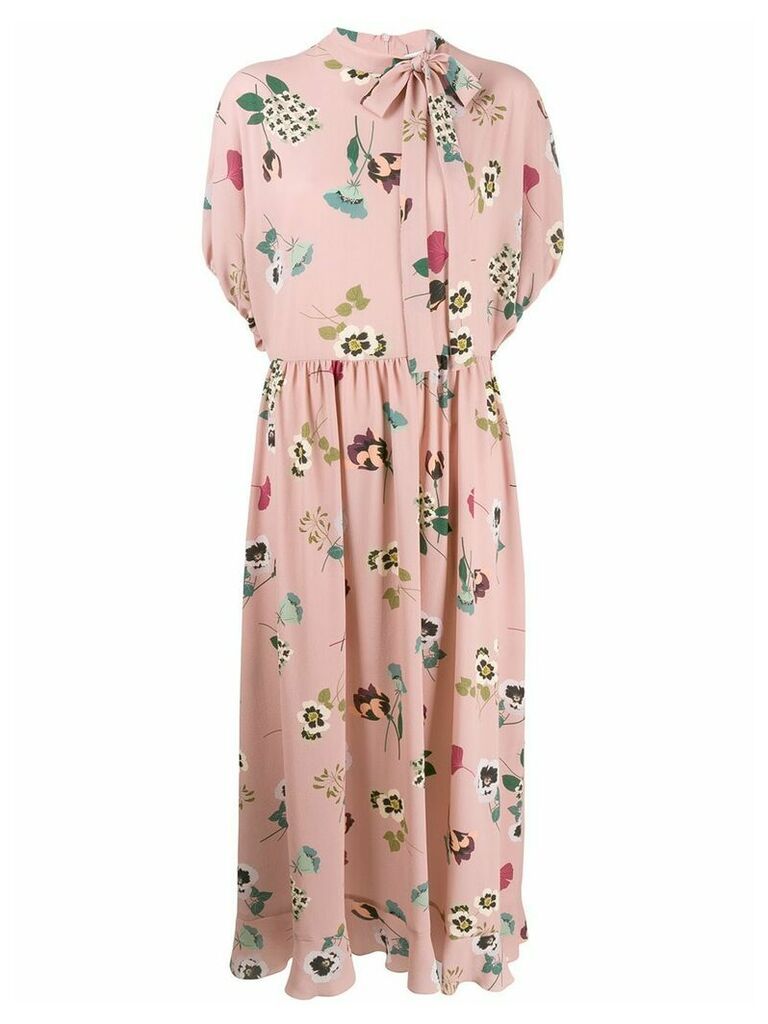 Red Valentino tied-neck floral print dress - Pink