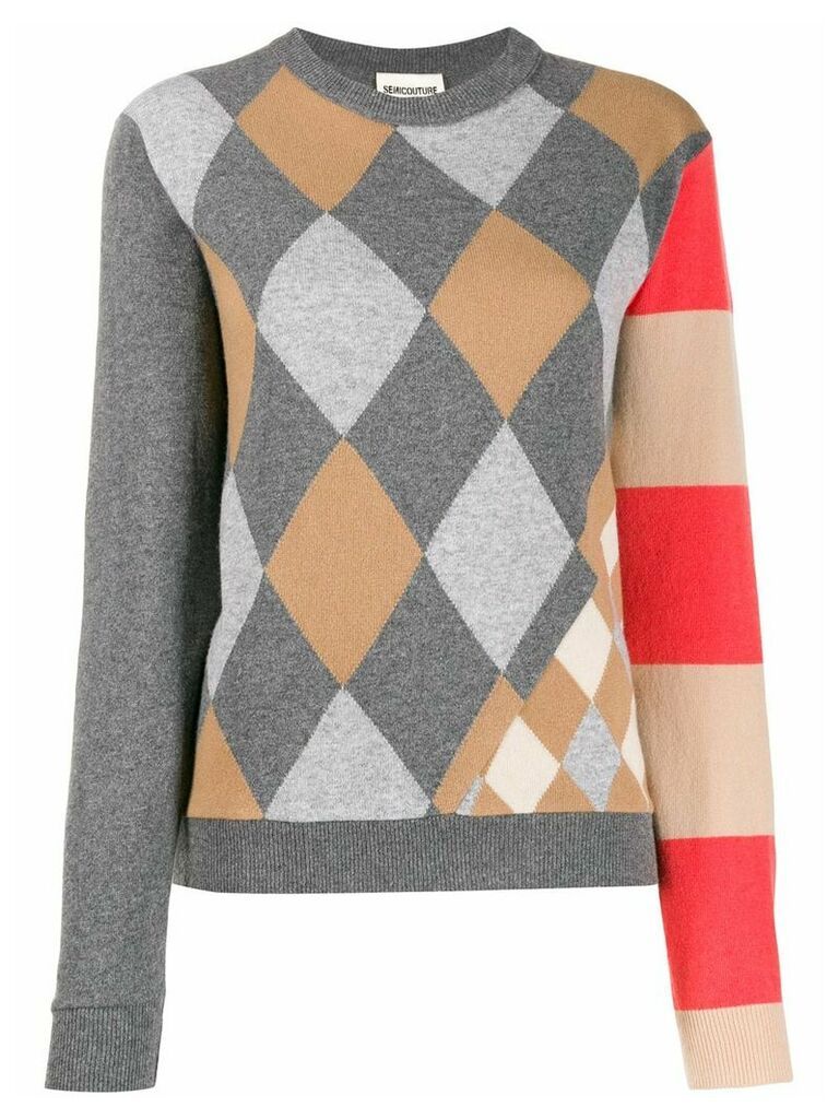 Semicouture Argyle intarsia sweater - Grey