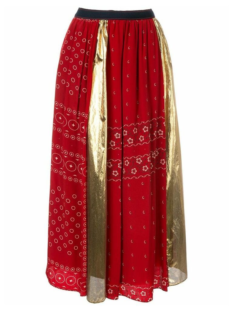 Kolor colour block panelled midi skirt - Red