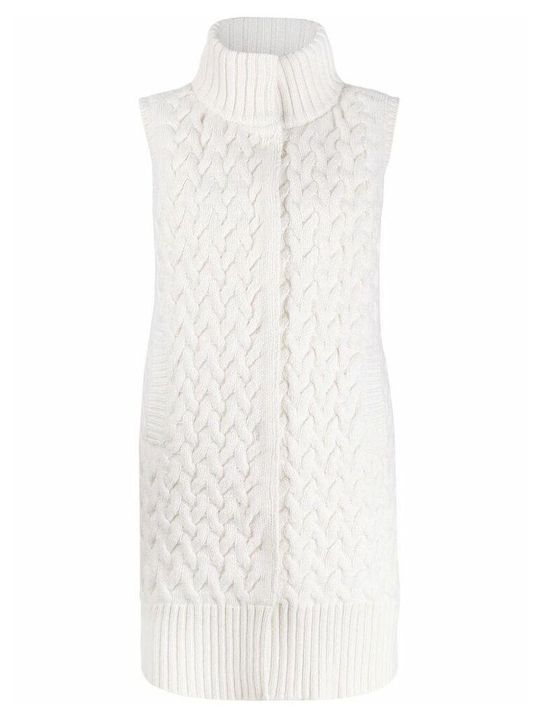 Herno cable knit layered coat - White