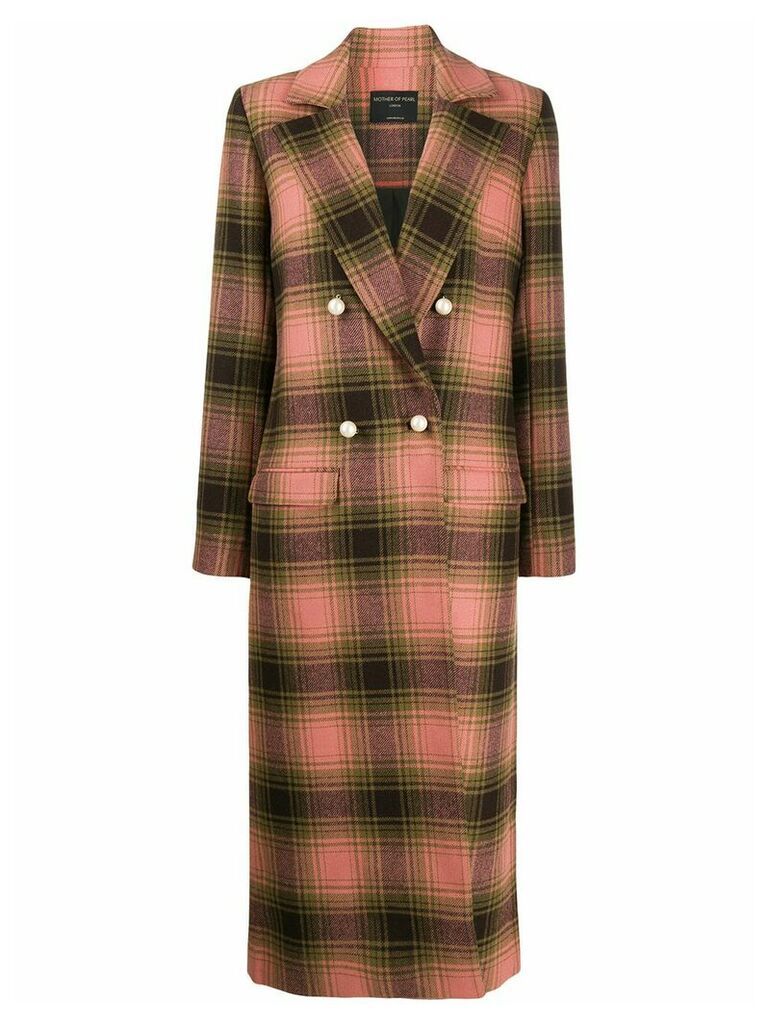 Mother Of Pearl check double-breasted coat - Green