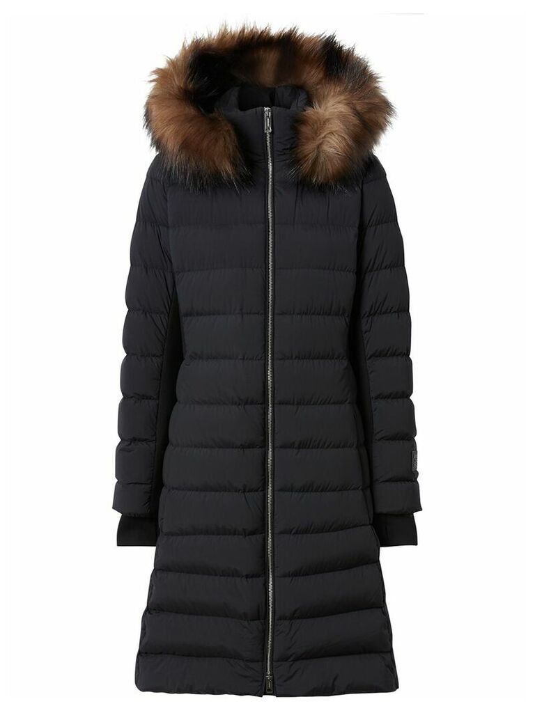 Burberry detachable faux fur puffer coat - Black