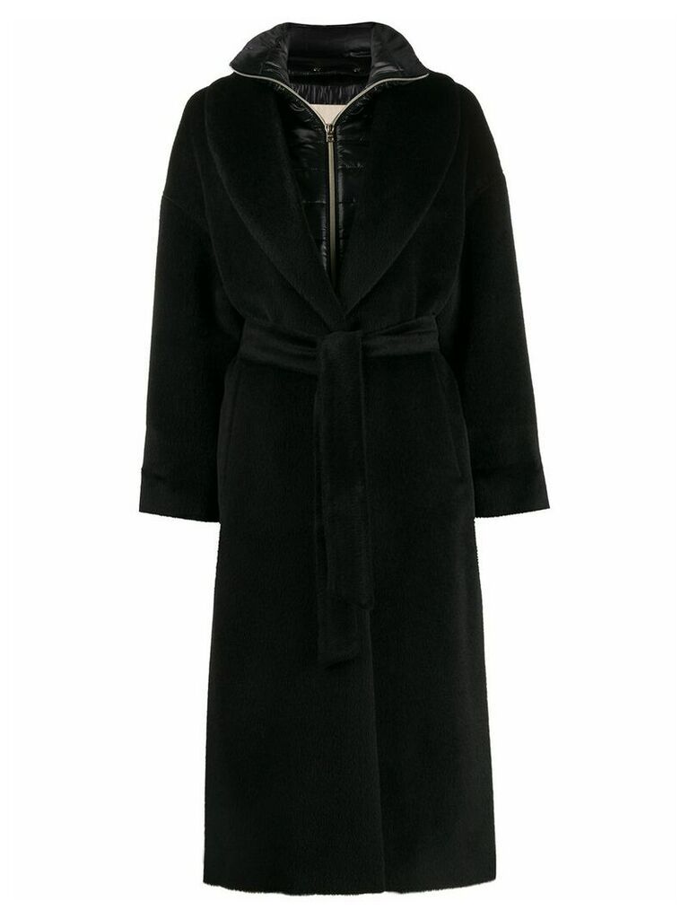 Herno layered belted coat - Black