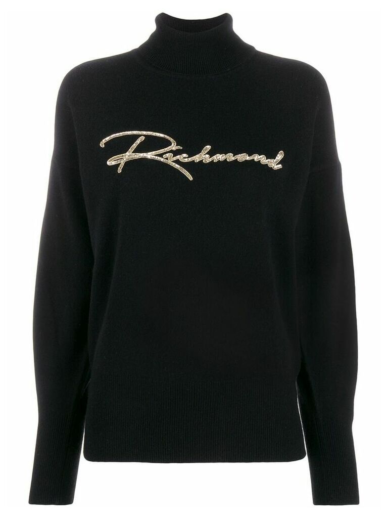 John Richmond sequin embroidered logo jumper - Black