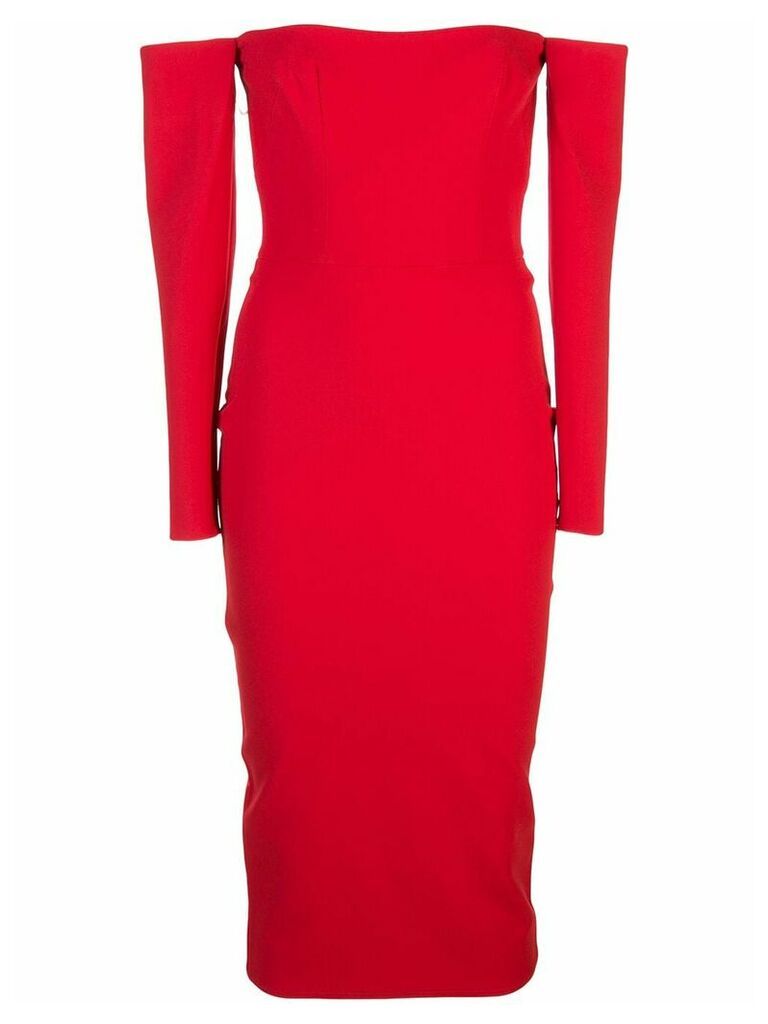 Alex Perry off the shoulder midi dress - Red