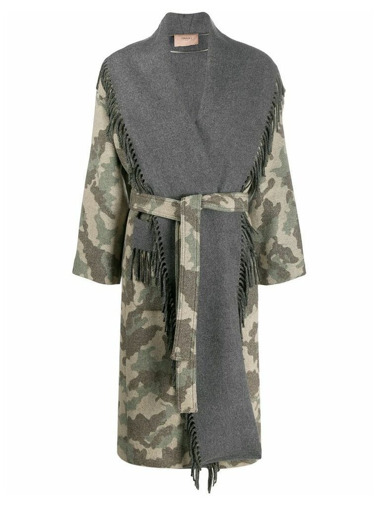 Twin-Set shawl camo coat - NEUTRALS