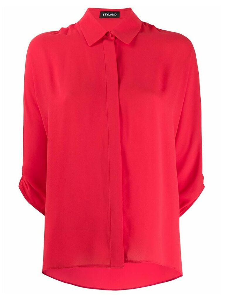 Styland ruched sleeve shirt - Red