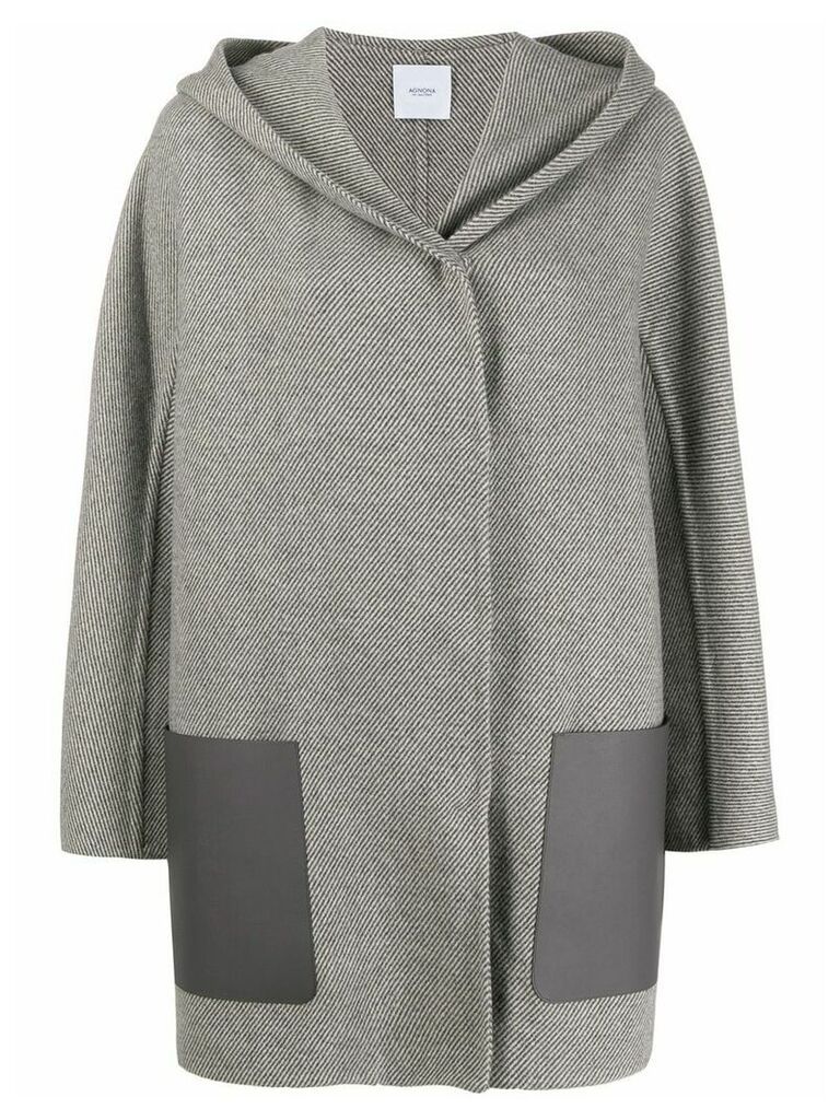 Agnona contrast pocket coat - Grey