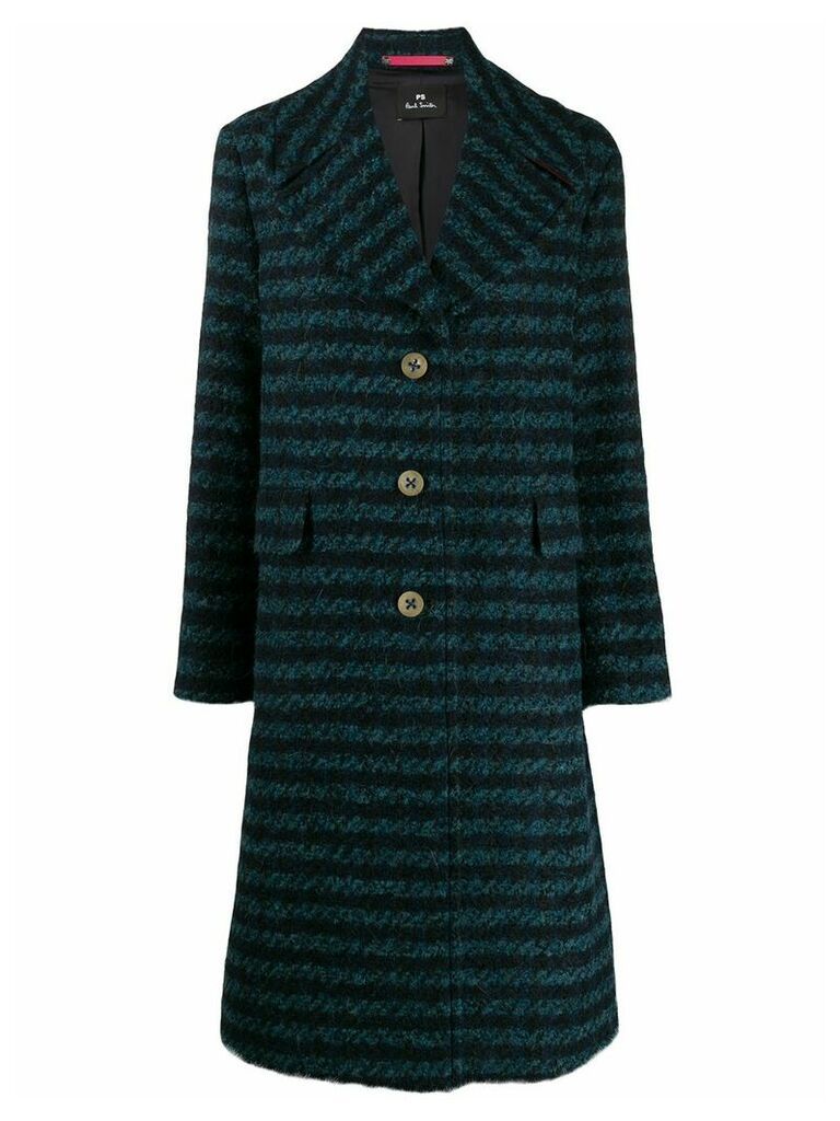 PS Paul Smith straight fit striped coat - Blue