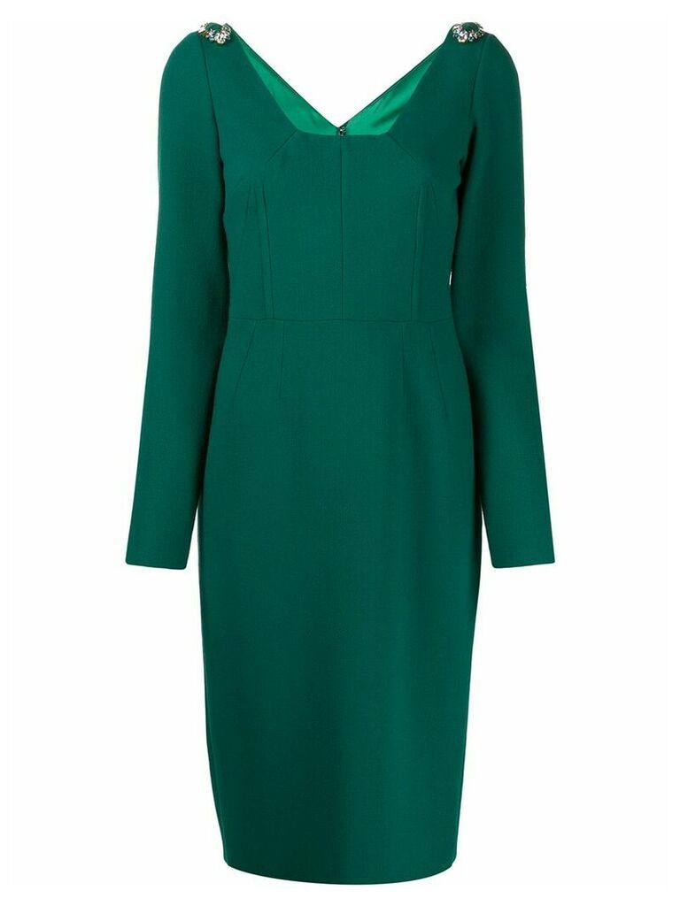 Dolce & Gabbana embellished shoulders midi dress - Green