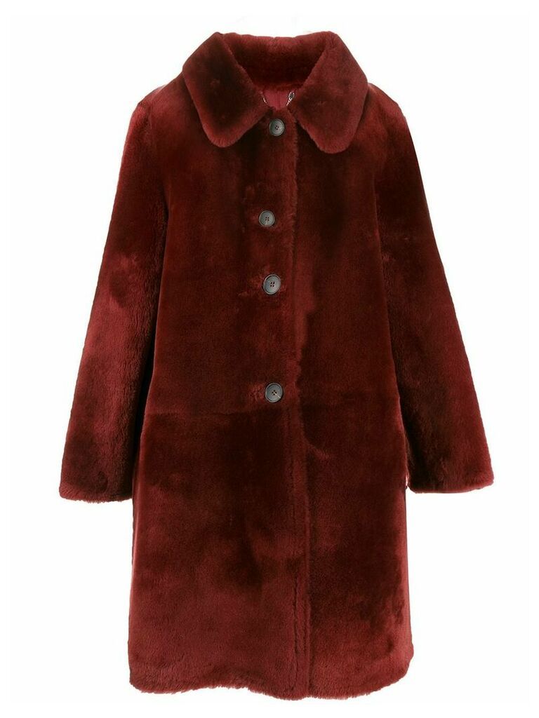 Desa 1972 sheepskin knee length coat - Red