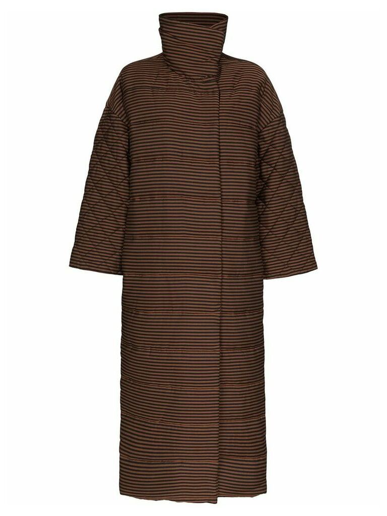 Mara Hoffman Frances striped puffer coat - Brown