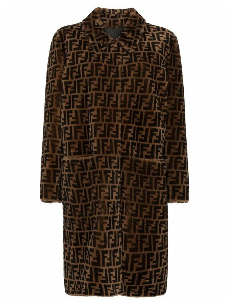 Fendi reversible FF-print shearling coat - Brown