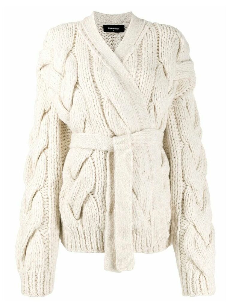 Dsquared2 chunky cable knit cardigan - White
